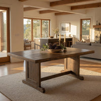 Camie Dining Table, 60 Inch Rectangular Plank Top, Brown Mahogany Wood -BM333360