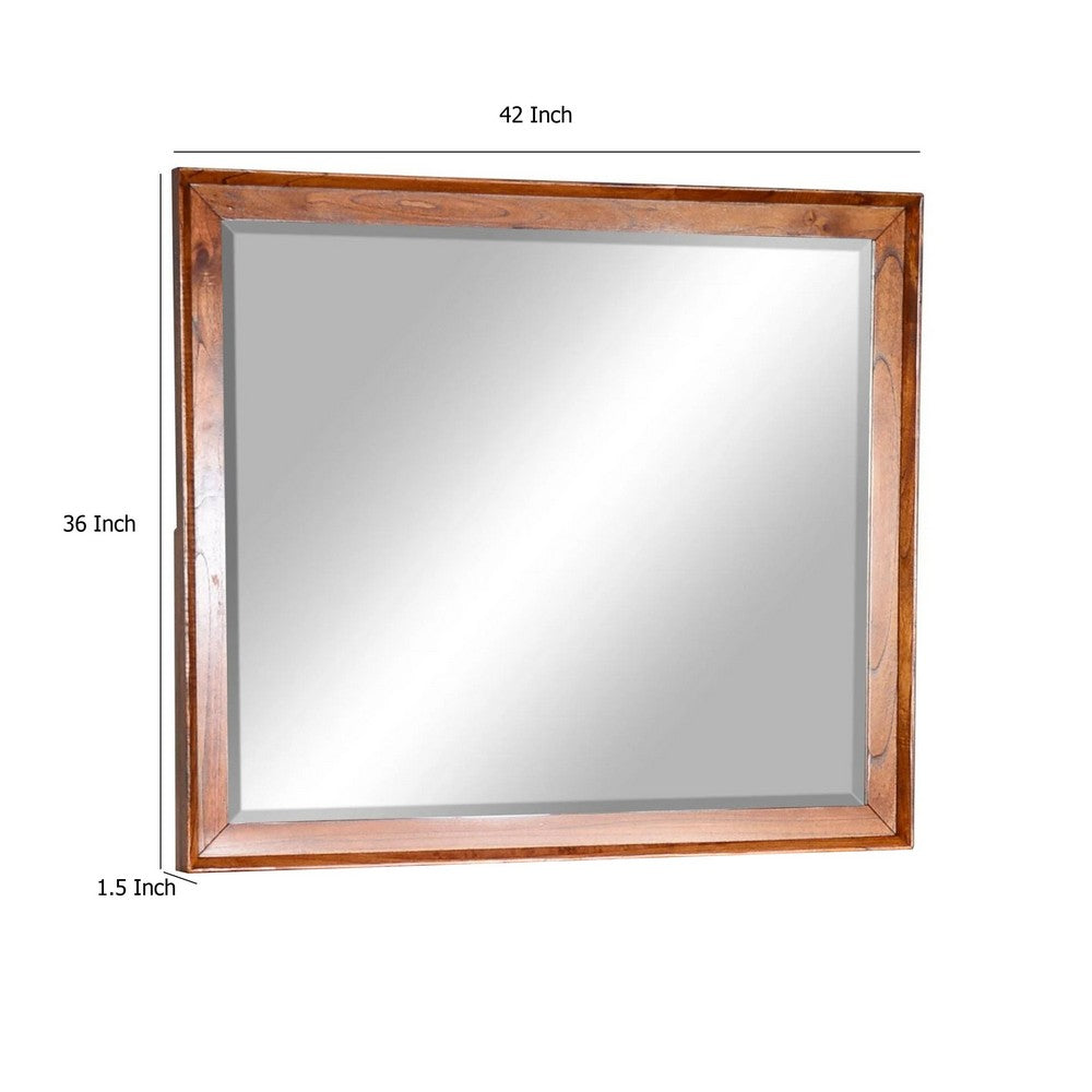 Amy Vanity Dresser Mirror, 36 x 42 Orange Brown Mahogany Wood Frame -BM333362
