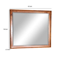 Amy Vanity Dresser Mirror, 36 x 42 Orange Brown Mahogany Wood Frame -BM333362