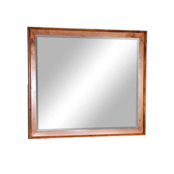 Amy Vanity Dresser Mirror, 36 x 42 Orange Brown Mahogany Wood Frame -BM333362