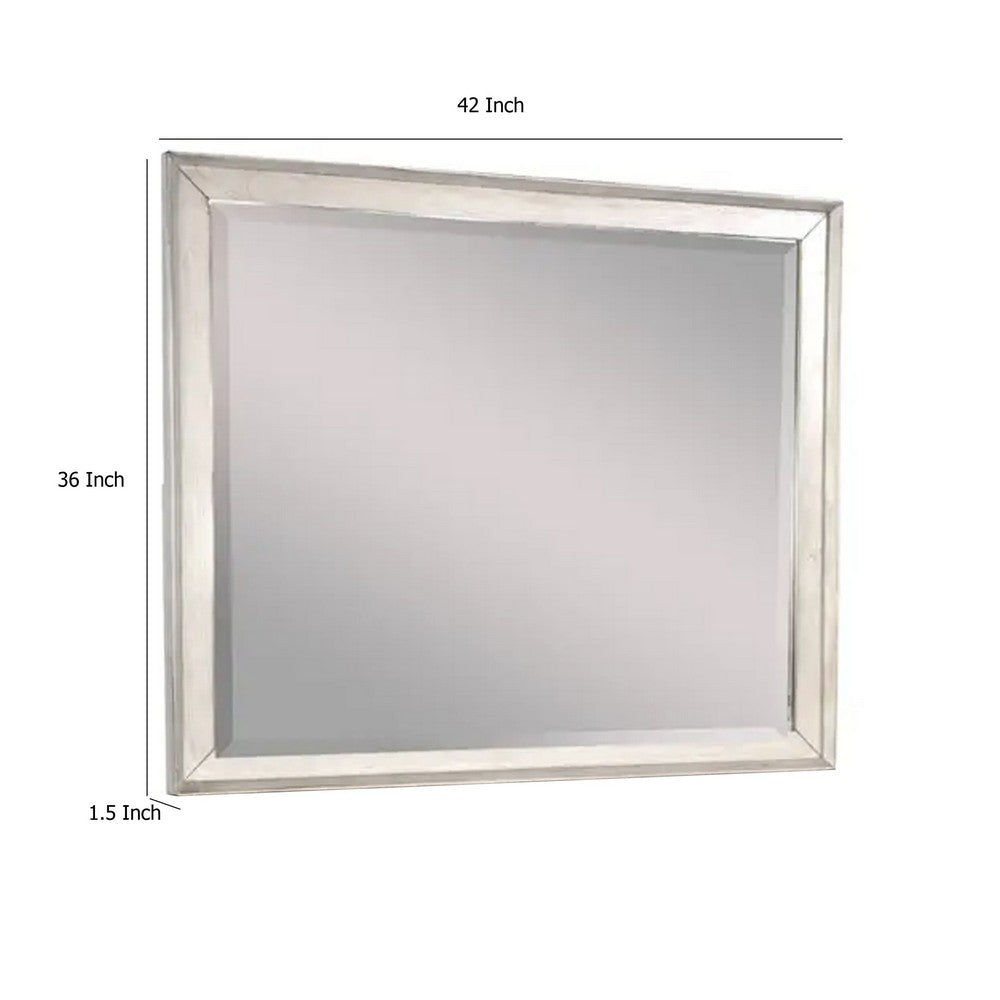 Amy Vanity Dresser Mirror, 36 x 42 Rustic Gray Mahogany Wood Frame -BM333363