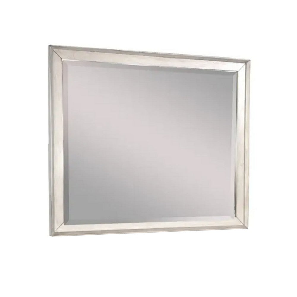 Amy Vanity Dresser Mirror, 36 x 42 Rustic Gray Mahogany Wood Frame -BM333363