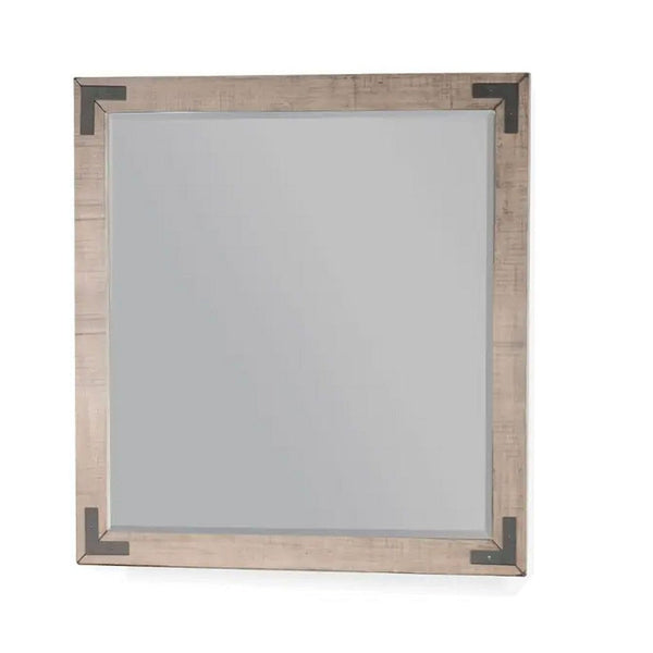 Desy Vanity Dresser Mirror, 40x41 Light Sand Brown Mahogany Wood Frame -BM333365