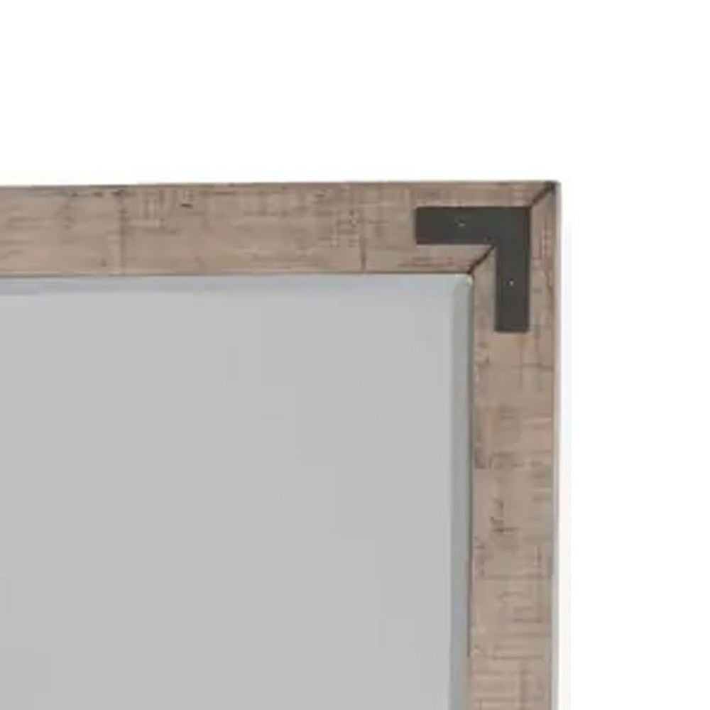 Desy Vanity Dresser Mirror, 40x41 Light Sand Brown Mahogany Wood Frame -BM333365