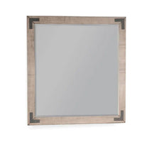 Desy Vanity Dresser Mirror, 40x41 Light Sand Brown Mahogany Wood Frame -BM333365