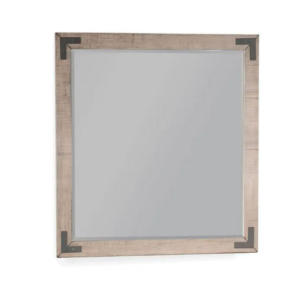 Desy Vanity Dresser Mirror, 40x41 Light Sand Brown Mahogany Wood Frame -BM333365