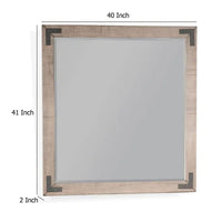 Desy Vanity Dresser Mirror, 40x41 Light Sand Brown Mahogany Wood Frame -BM333365
