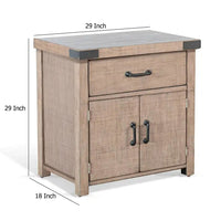 Desy Nightstand, Drawer and Door Cabinet, Light Brown Mahogany Wood -BM333366