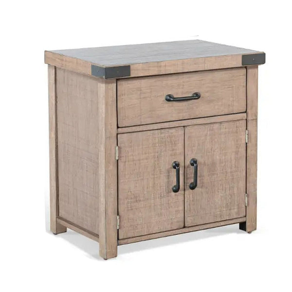Desy Nightstand, Drawer and Door Cabinet, Light Brown Mahogany Wood -BM333366
