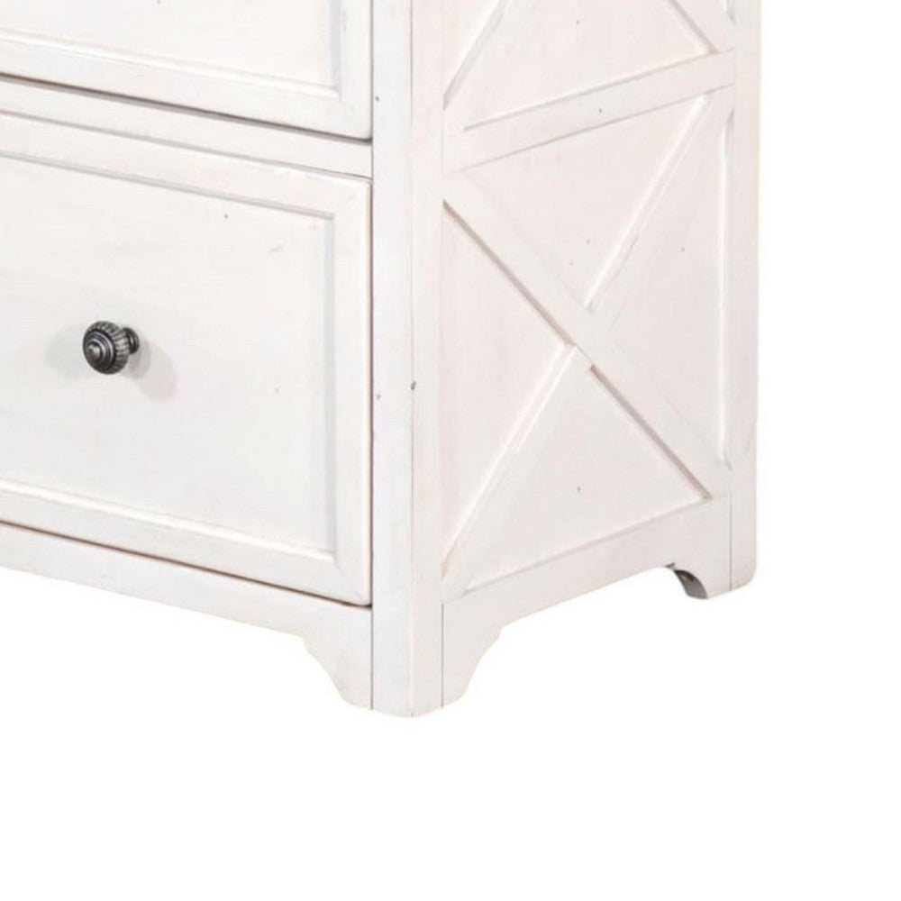 Orso File Cabinet, 2 Drawers, Off White and Dark Brown Mahogany Wood -BM333367