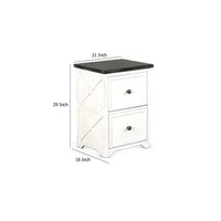 Orso File Cabinet, 2 Drawers, Off White and Dark Brown Mahogany Wood -BM333367