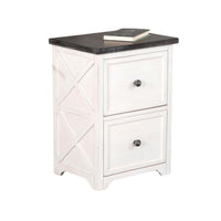 Orso File Cabinet, 2 Drawers, Off White and Dark Brown Mahogany Wood -BM333367