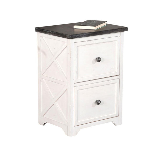 Orso File Cabinet, 2 Drawers, Off White and Dark Brown Mahogany Wood -BM333367