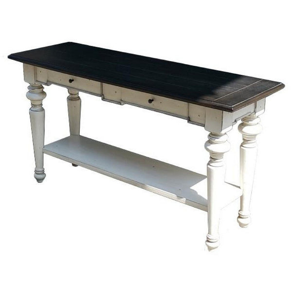Orso Sofa Console Table, 2 Drawers, Off White and Dark Brown 54 Inch -BM333368