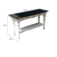 Orso Sofa Console Table, 2 Drawers, Off White and Dark Brown 54 Inch -BM333368