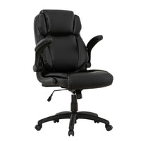Sely Rolling Office Chair, 42 Inch Adjustable Height, Black Leather -BM333395