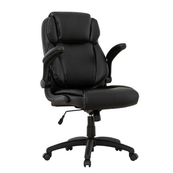 Sely Rolling Office Chair, 42 Inch Adjustable Height, Black Leather -BM333395