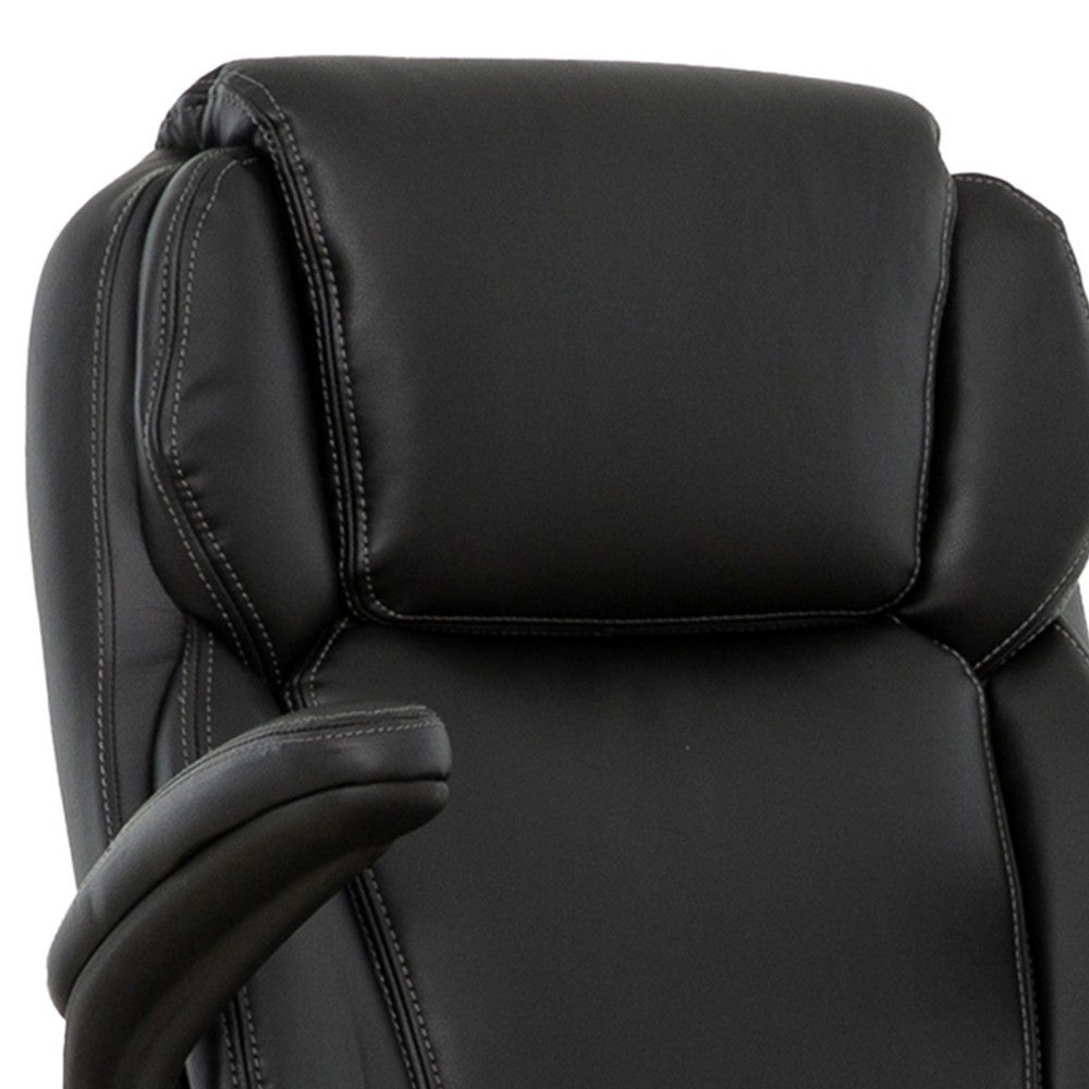 Sely Rolling Office Chair, 42 Inch Adjustable Height, Black Leather -BM333395