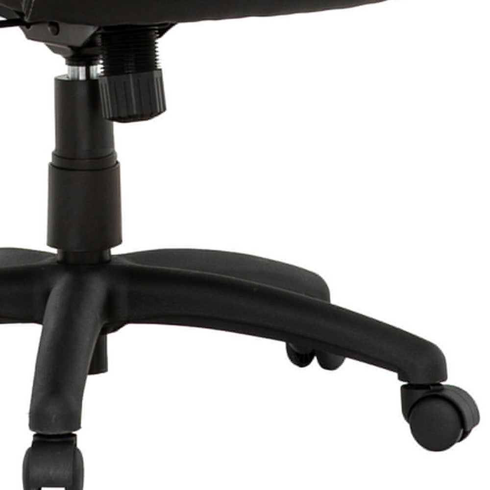Sely Rolling Office Chair, 42 Inch Adjustable Height, Black Leather -BM333395