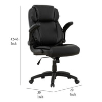 Sely Rolling Office Chair, 42 Inch Adjustable Height, Black Leather -BM333395