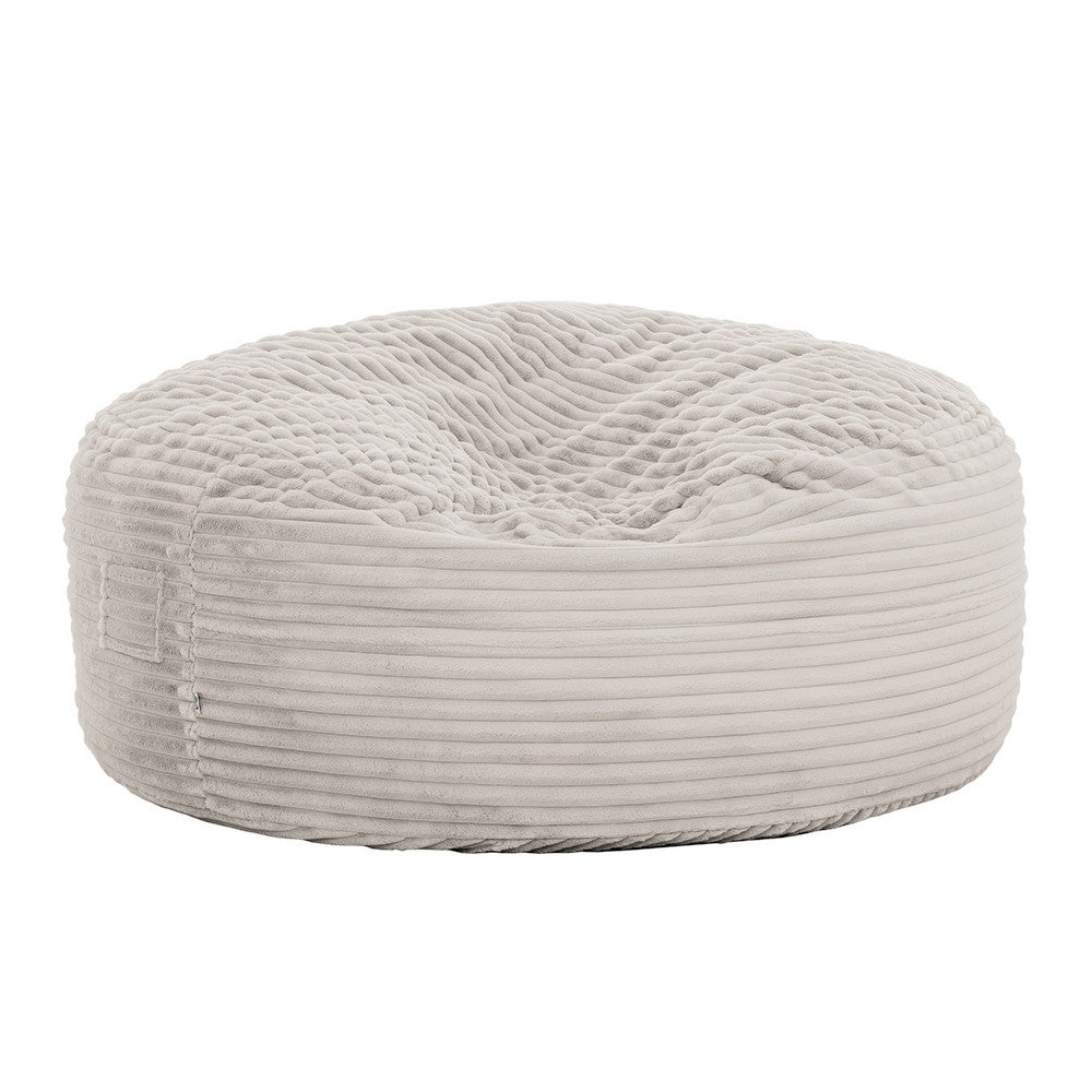 Sealy Bean Bag Chair, Soft Faux Fur Cover, Shredded Foam Fill, Beige -BM333396