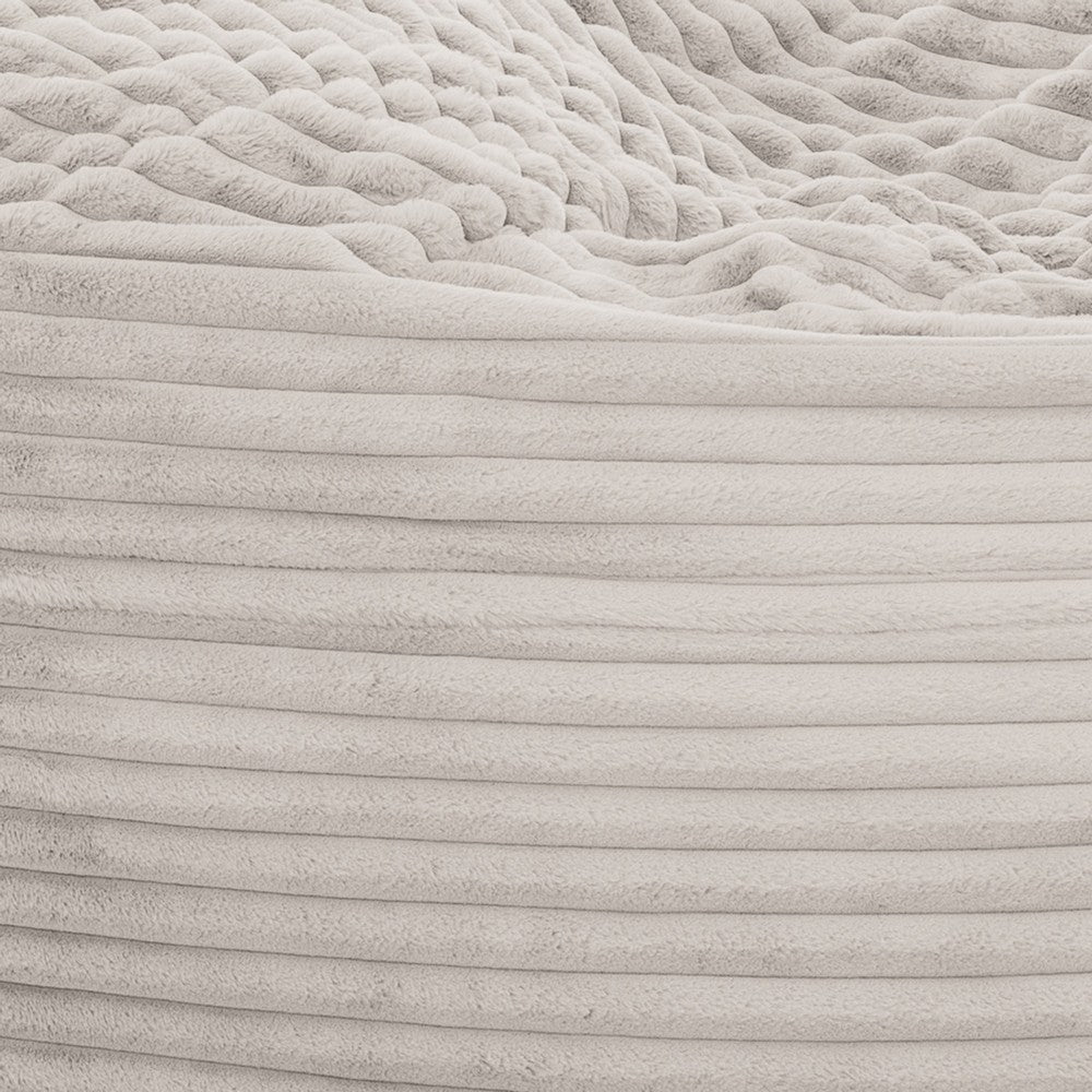 Sealy Bean Bag Chair, Soft Faux Fur Cover, Shredded Foam Fill, Beige -BM333396
