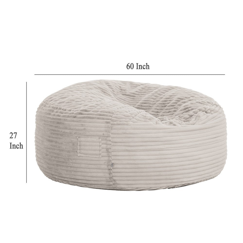 Sealy Bean Bag Chair, Soft Faux Fur Cover, Shredded Foam Fill, Beige -BM333396