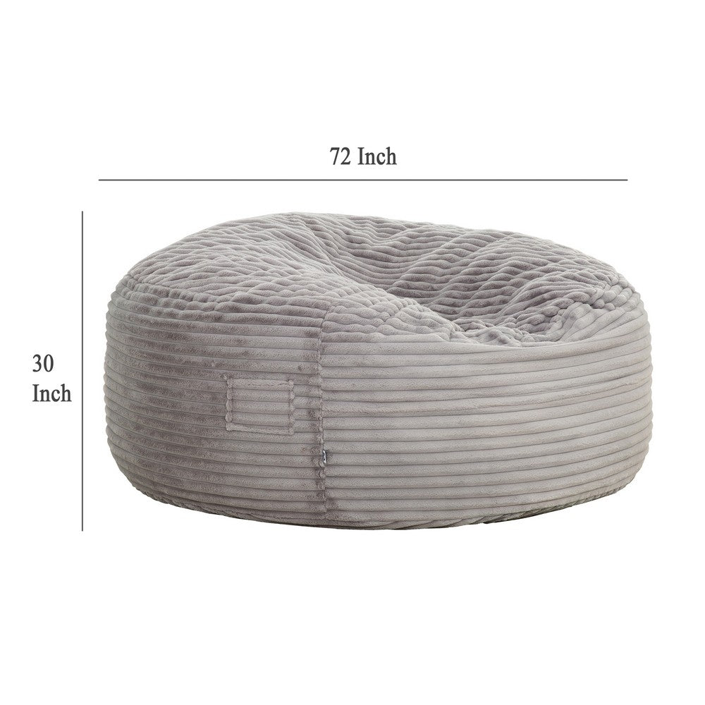 Sealy Oversized Bean Bag Chair, Gray Faux Fur Cover Shredded Foam Fill -BM333397