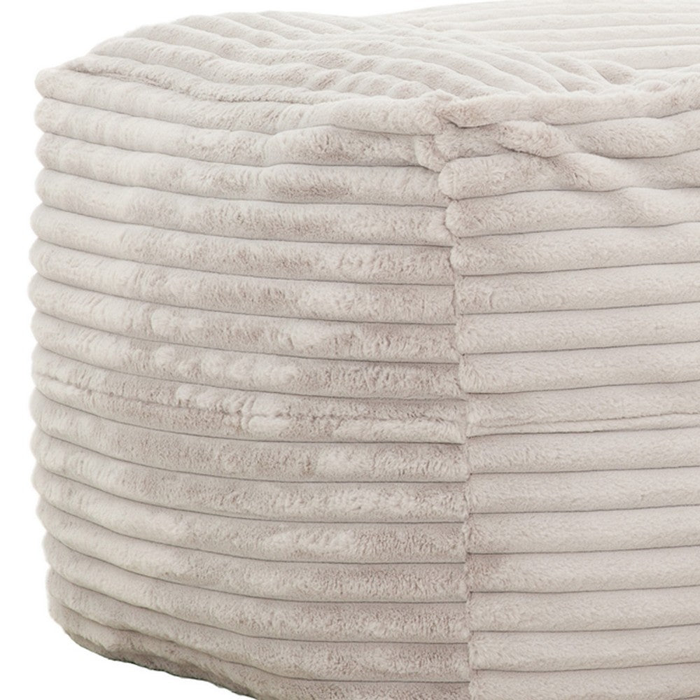 Sealy Bean Bag Sofa Chair, Beige Faux Fur Cover, Shredded Foam Fill -BM333398