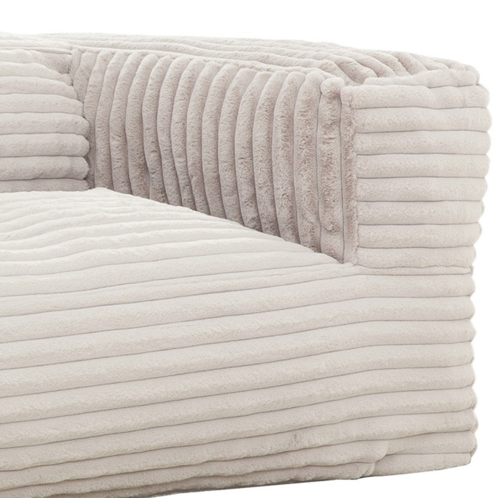 Sealy Bean Bag Sofa Chair, Beige Faux Fur Cover, Shredded Foam Fill -BM333398