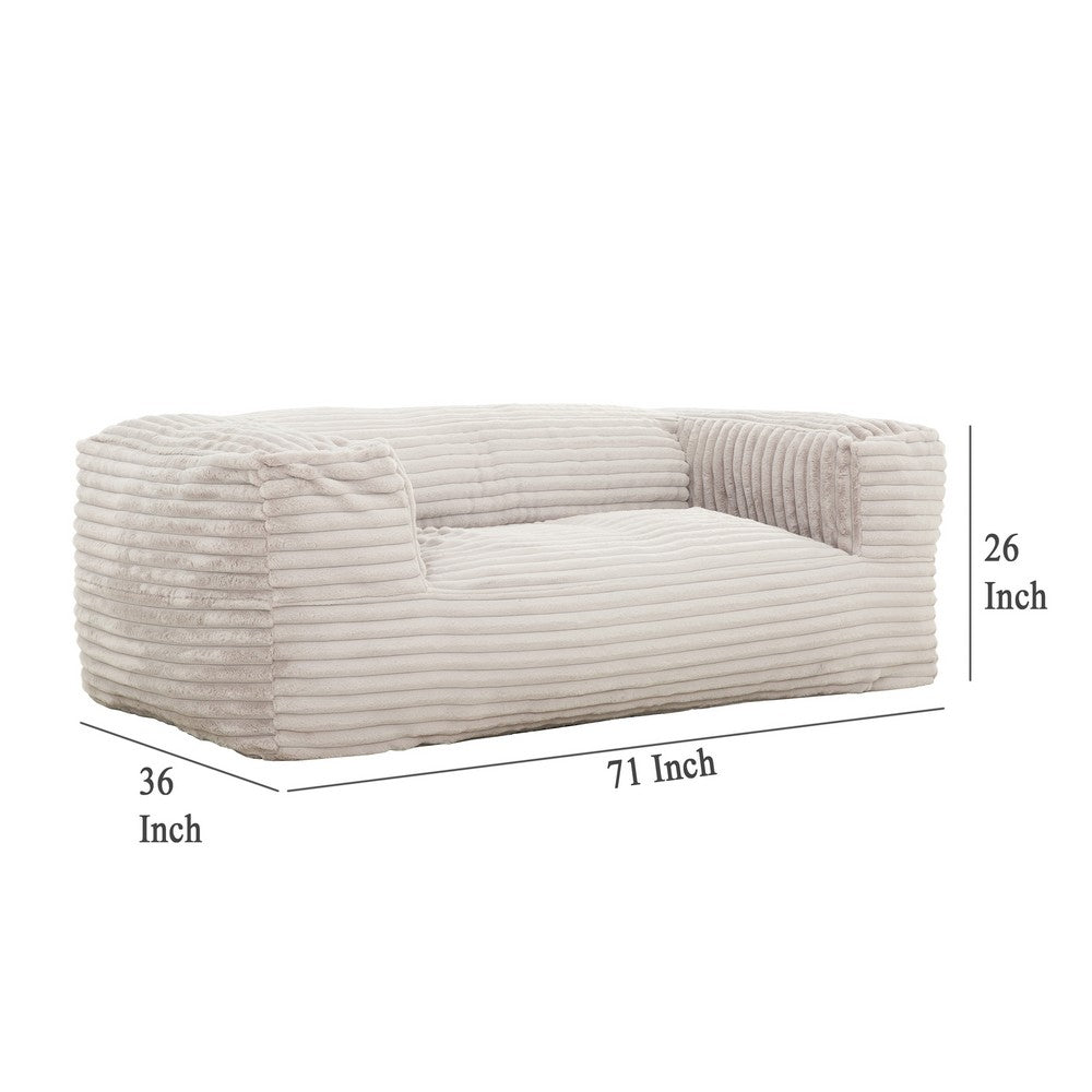 Sealy Bean Bag Sofa Chair, Beige Faux Fur Cover, Shredded Foam Fill -BM333398