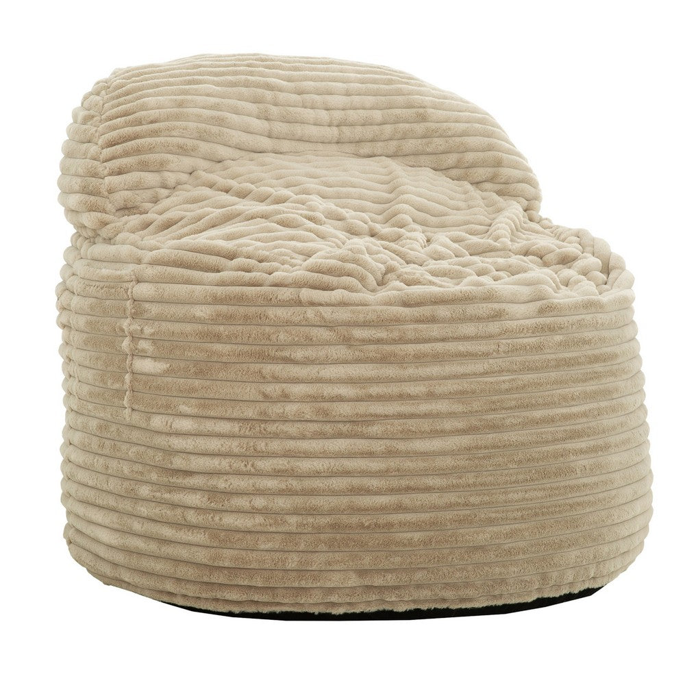 Sealy Bean Bag Chair, Beige Faux Fur Cover, Soft Shredded Foam Fill -BM333400