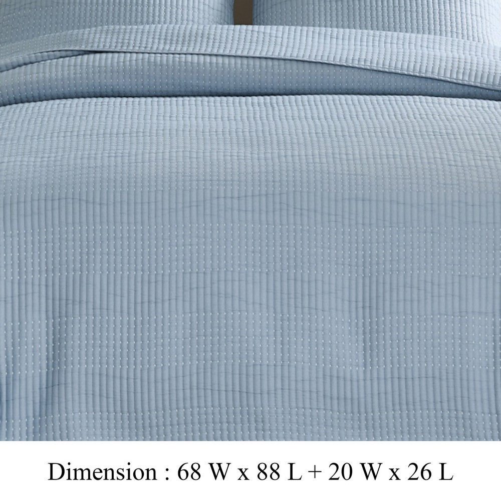 Fys 2pc Twin XL Size Coverlet Set, Woven Jacquard, Chambray Blue -BM333401