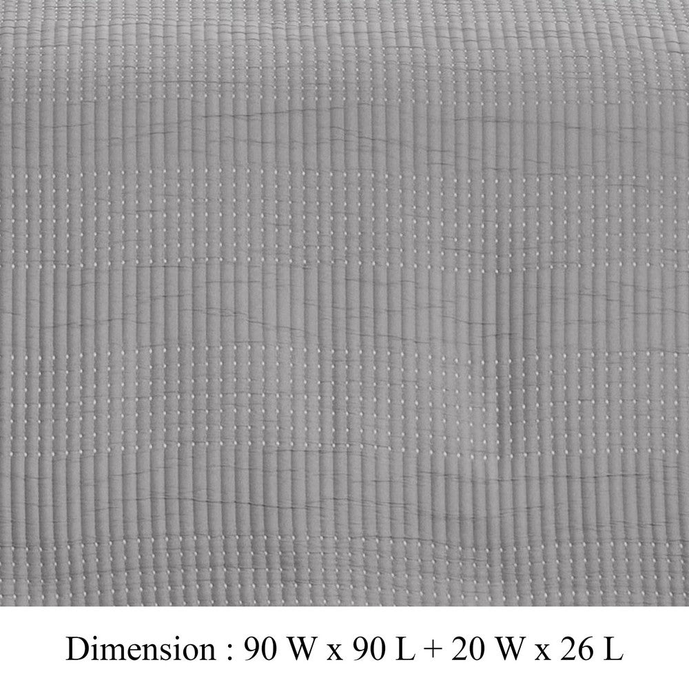 Fys 3pc Queen Size Coverlet Set, Soft Woven Jacquard Matelasse, Gray -BM333405