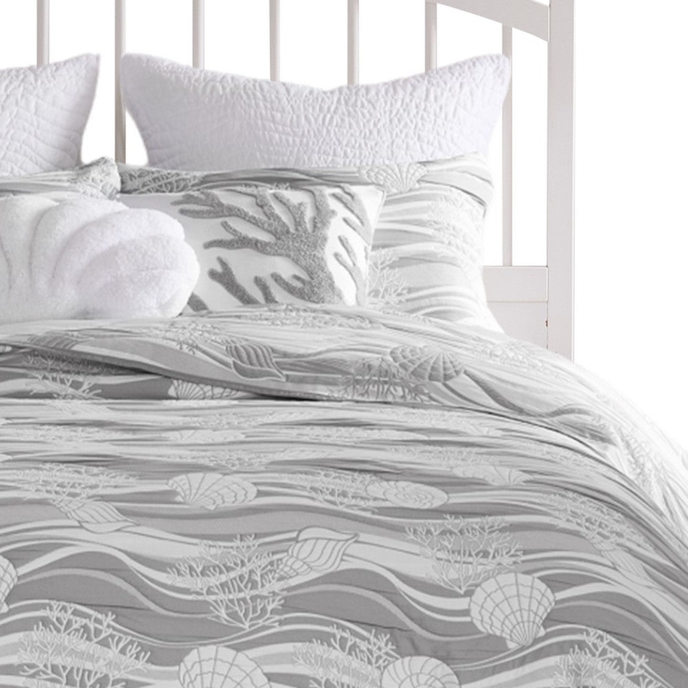 Doz 3pc Queen Size Coverlet Set, Coastal Matelasse, Harbor Gray, White -BM333408