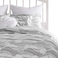 Doz 3pc Queen Size Coverlet Set, Coastal Matelasse, Harbor Gray, White -BM333408