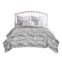 Doz 3pc Queen Size Coverlet Set, Coastal Matelasse, Harbor Gray, White -BM333408