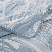 Doz 3pc Queen Size Coverlet Set, Coastal Matelasse, Tidal Blue, White -BM333411