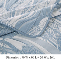 Doz 3pc Queen Size Coverlet Set, Coastal Matelasse, Tidal Blue, White -BM333411