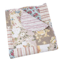 Ciny 50x60 Quilted Throw Blanket, Blue, Brown, and Yellow Floral Print -BM333413
