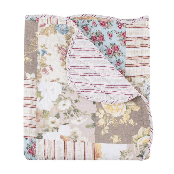Ciny 50x60 Quilted Throw Blanket, Blue, Brown, and Yellow Floral Print -BM333413