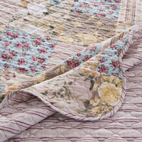 Ciny 2pc Twin Size Quilt Set, Blue, Brown, and Yellow Floral Print -BM333414