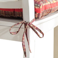 Glor 4pc Chair Seat Pad Set, Triple Cushion, Red Gold Sage Green Plaid -BM333415