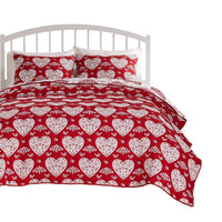 Liv 3pc King Size Coverlet Set, Woven Jacquard Matelasse, Red, White -BM333417