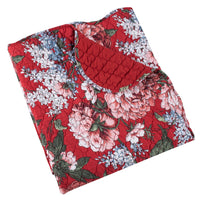 Milz 50x60 Quilted Throw Blanket, Cotton, Polyester, Red Floral Print -BM333418