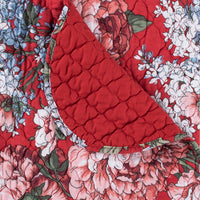 Milz 50x60 Quilted Throw Blanket, Cotton, Polyester, Red Floral Print -BM333418