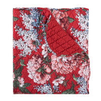 Milz 50x60 Quilted Throw Blanket, Cotton, Polyester, Red Floral Print -BM333418