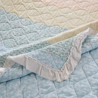Tisy 50x60 Ruffle Throw Blanket, Cotton, Polyester, Pastel Stripes -BM333420