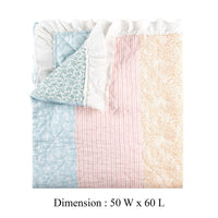 Tisy 50x60 Ruffle Throw Blanket, Cotton, Polyester, Pastel Stripes -BM333420