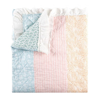 Tisy 50x60 Ruffle Throw Blanket, Cotton, Polyester, Pastel Stripes -BM333420